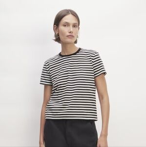 Everlane Women's Organic Cotton Box-Cut Tee Striped Bone/Black